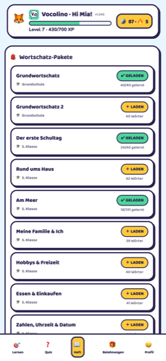 Vokabelheft mit fertigen Wortschatz-Paketen für die 5. Klasse
